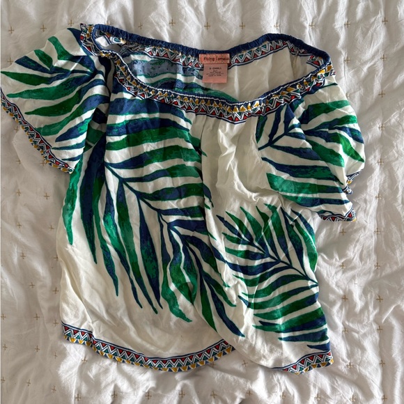Flying Tomato Tropical Palm Leaf Off Shoulder Top - Picture 1 of 3